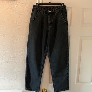 Small. Black jeans.